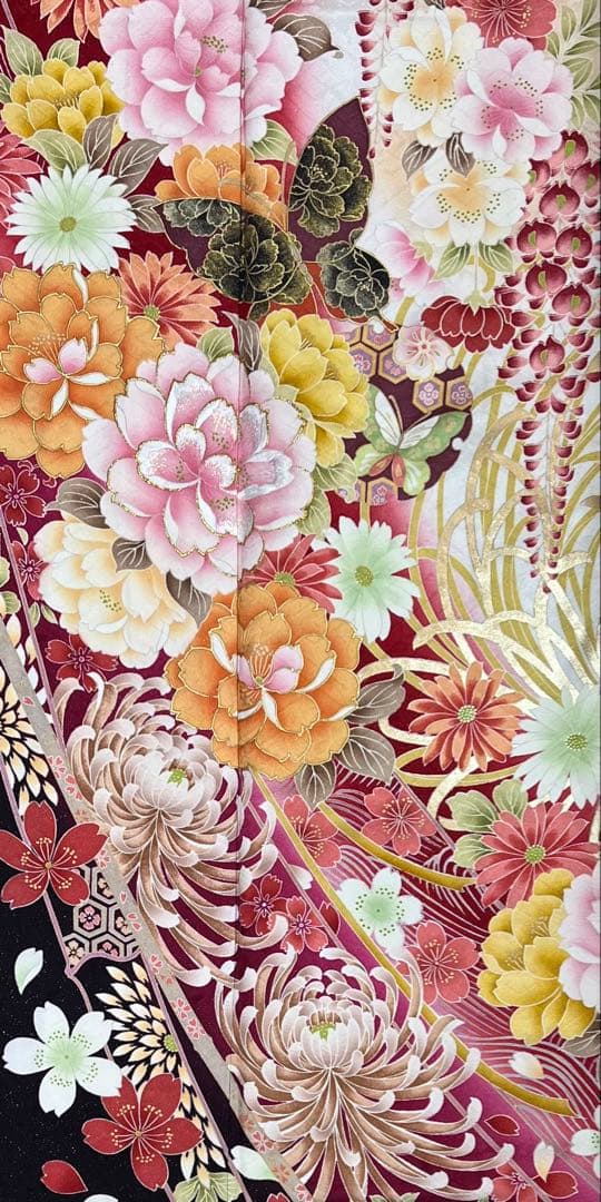 振り袖　フルセット　別誂長襦袢　金彩加工　刺繍入り　銀通し　半襟サービス　710