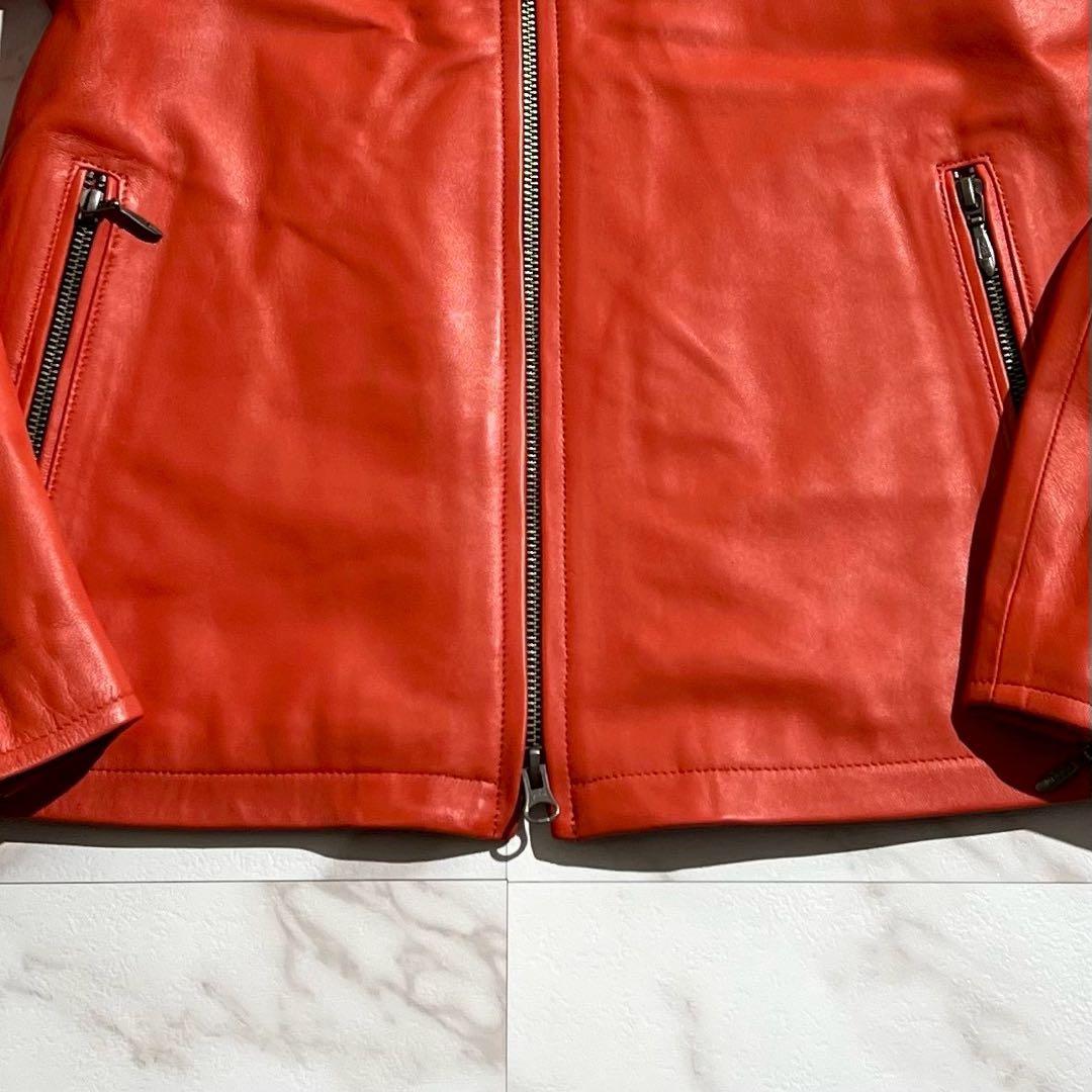 未使用級✨ SCHAFFEN 羊革 シングルライダース 赤 ラムレザー M