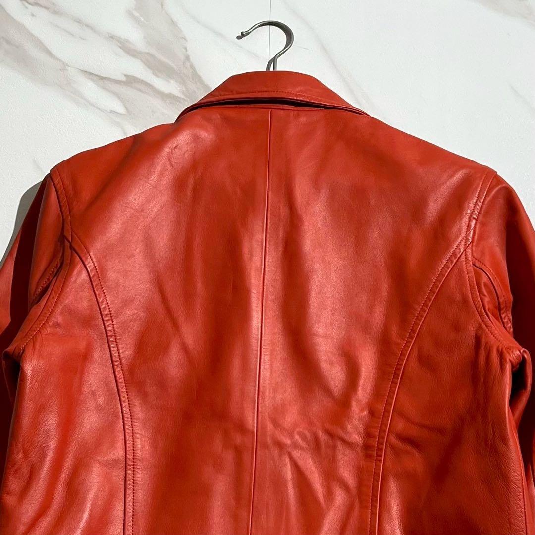 未使用級✨ SCHAFFEN 羊革 シングルライダース 赤 ラムレザー M