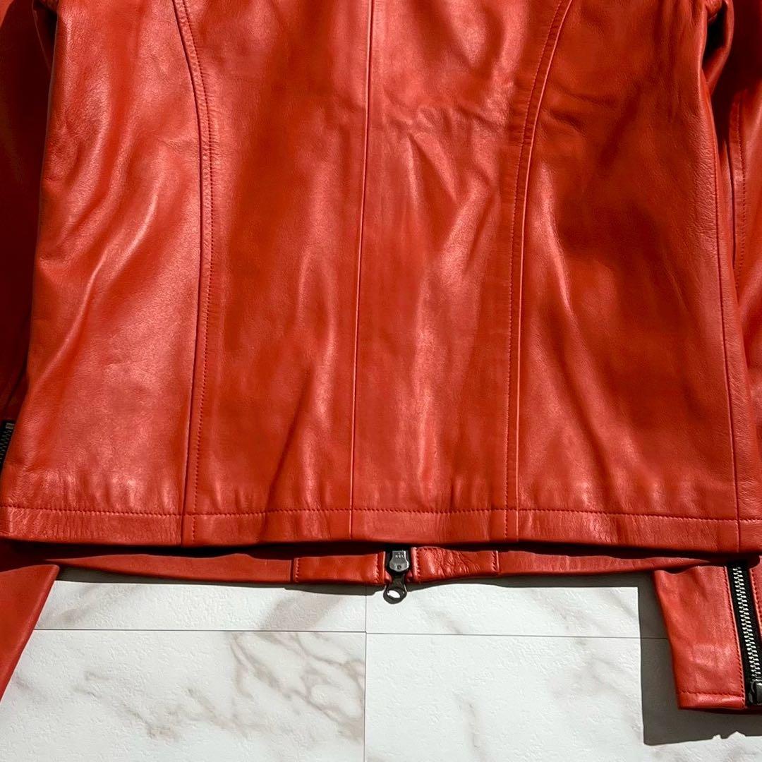 未使用級✨ SCHAFFEN 羊革 シングルライダース 赤 ラムレザー M