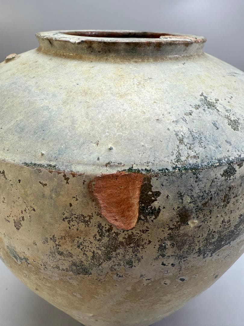 DT662 中国美術 銀化 漢緑釉壷 古陶磁