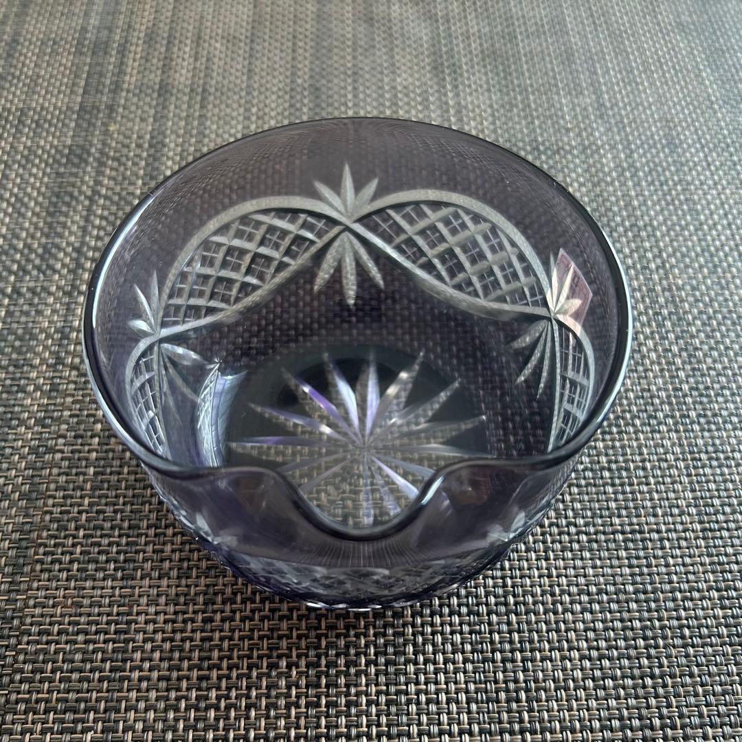 【新品未使用】江戸切子　小鉢　食器　紫　大友精三　作家　東京都伝統工芸品