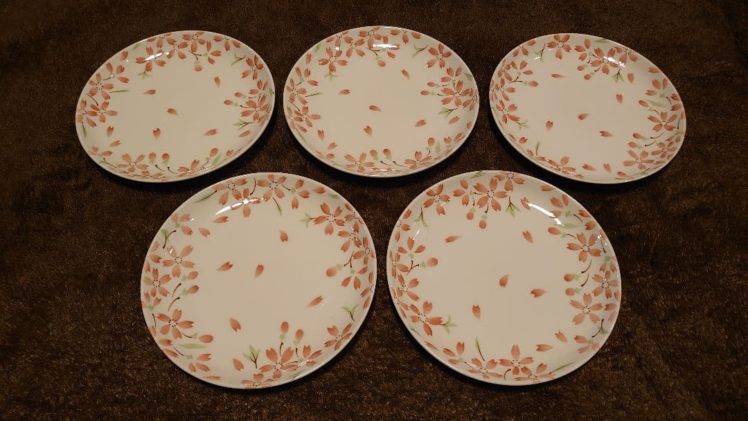 古伊万里　伊万里　色絵　桜の図　中皿　菓子皿　５客