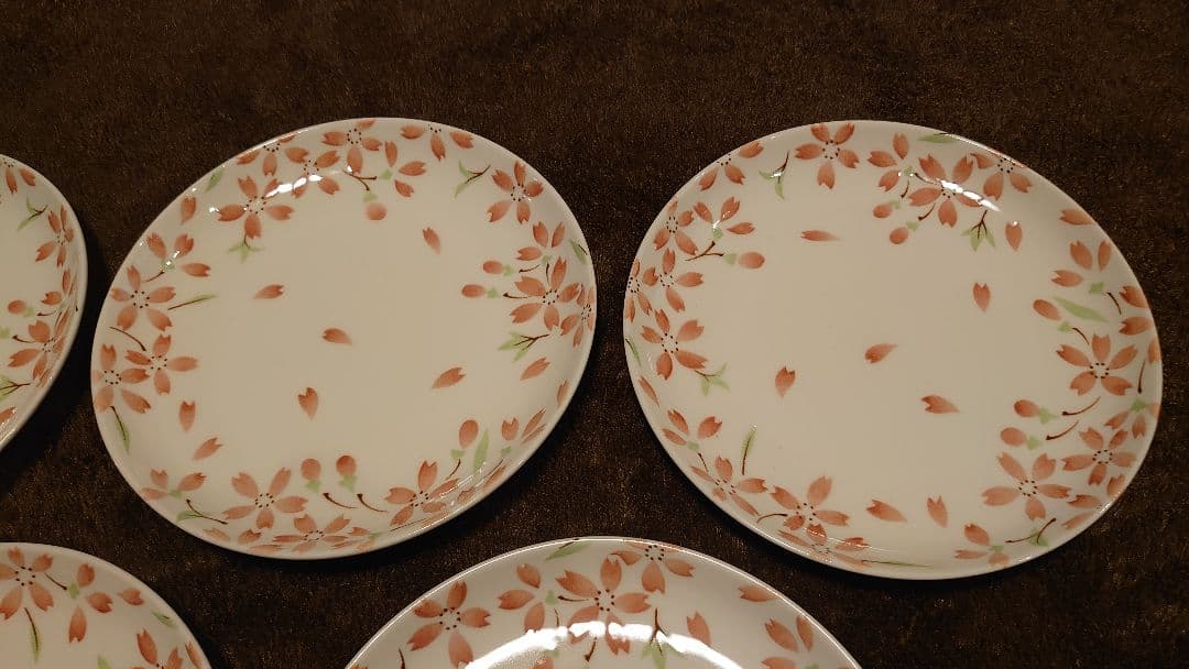 古伊万里　伊万里　色絵　桜の図　中皿　菓子皿　５客