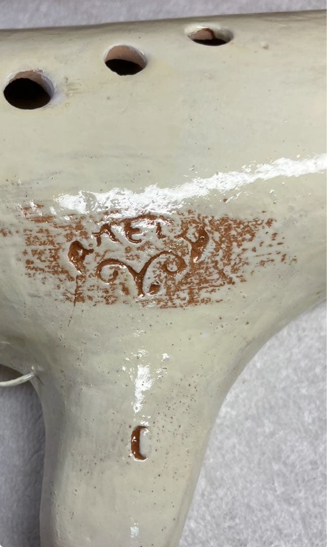 【美品オカリナ】アケタ◉オカリーナバス級C調 幅約28cm 640g 陶器製