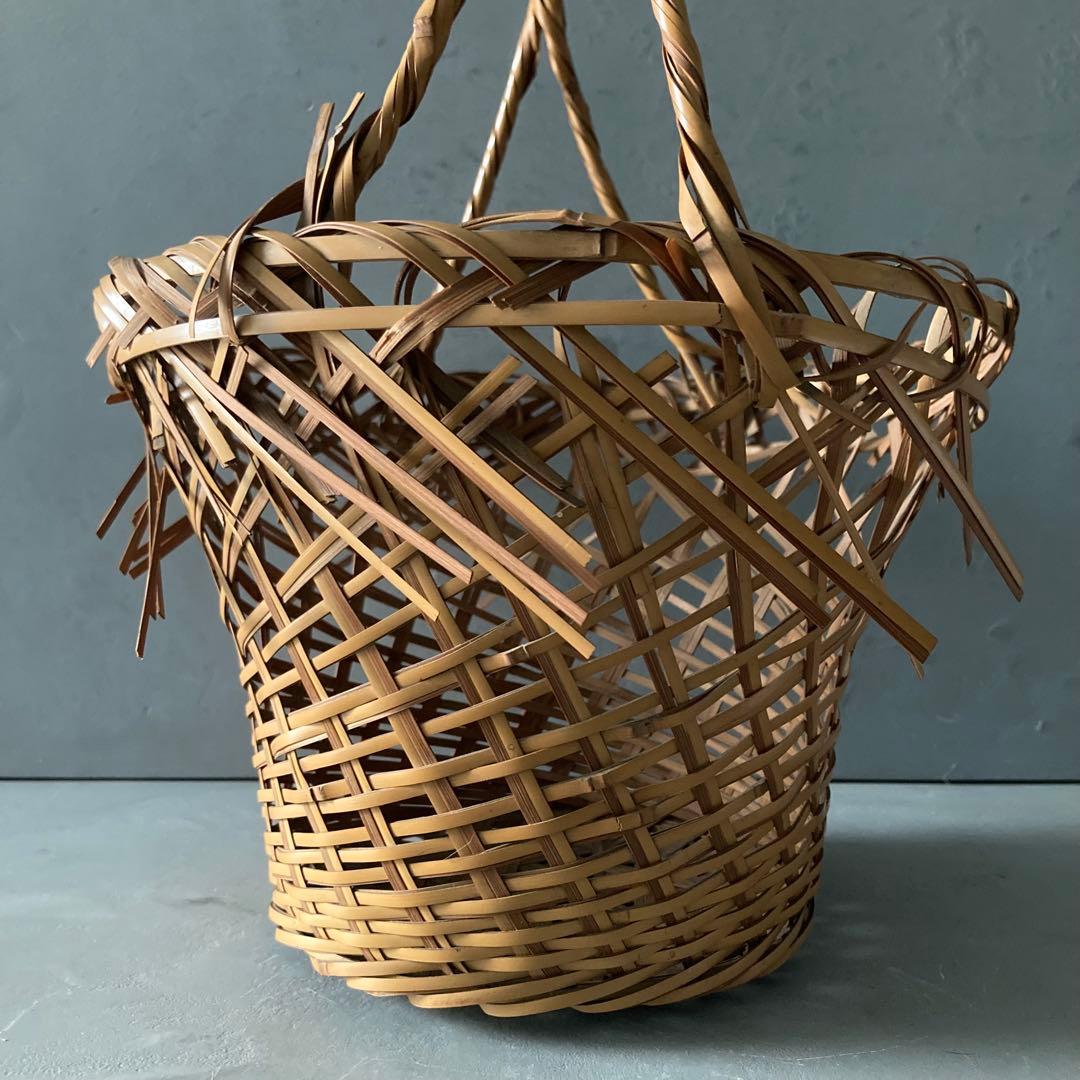 島村白峰斎 竹編み 花籠 茶道具 籠