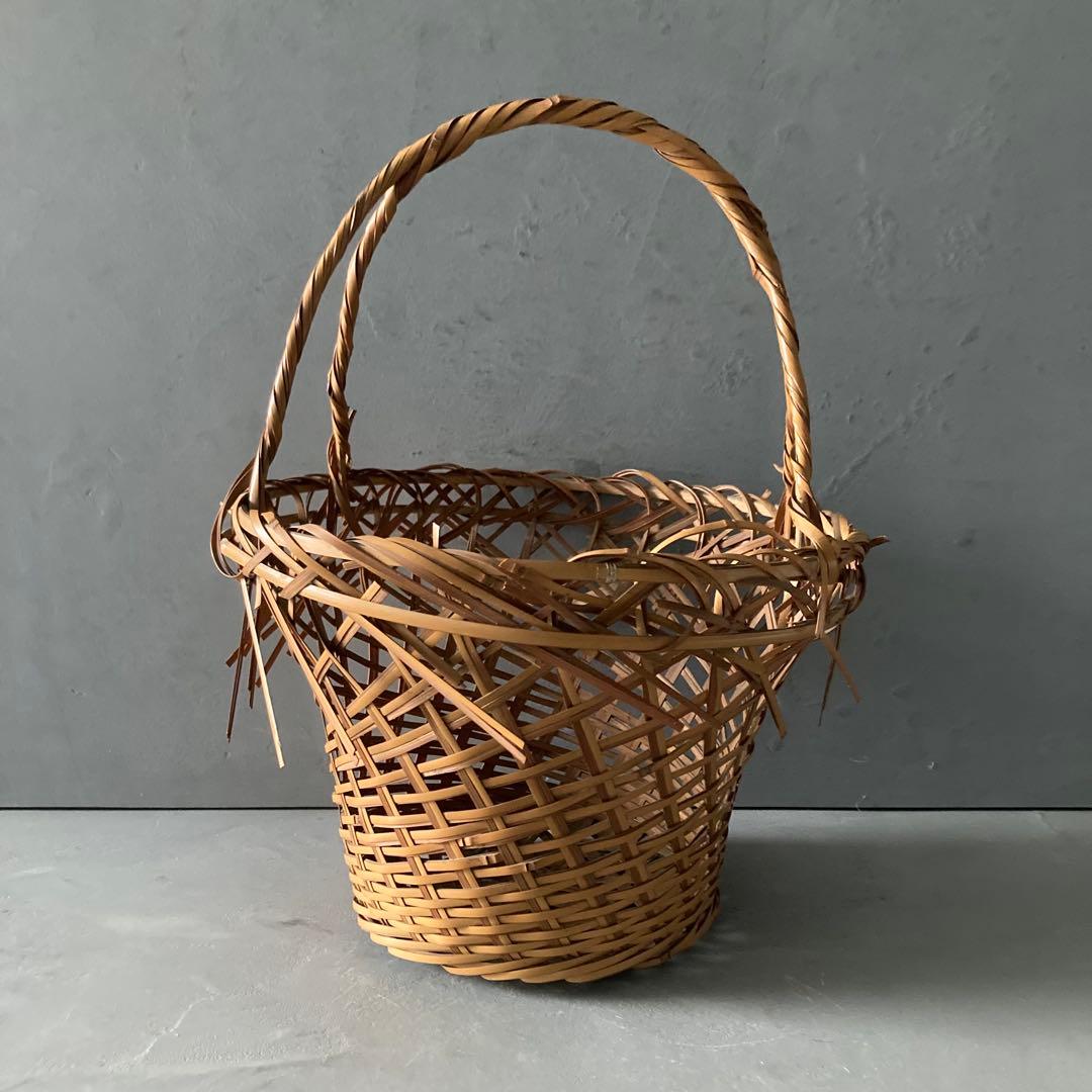 島村白峰斎 竹編み 花籠 茶道具 籠