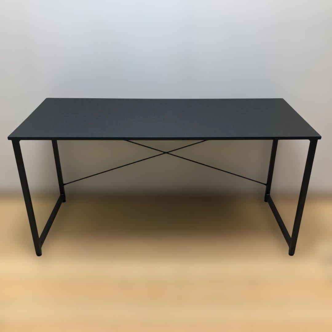 送料無料　シンプルデスク 幅140cm ブラック ワークデスク　250723-8