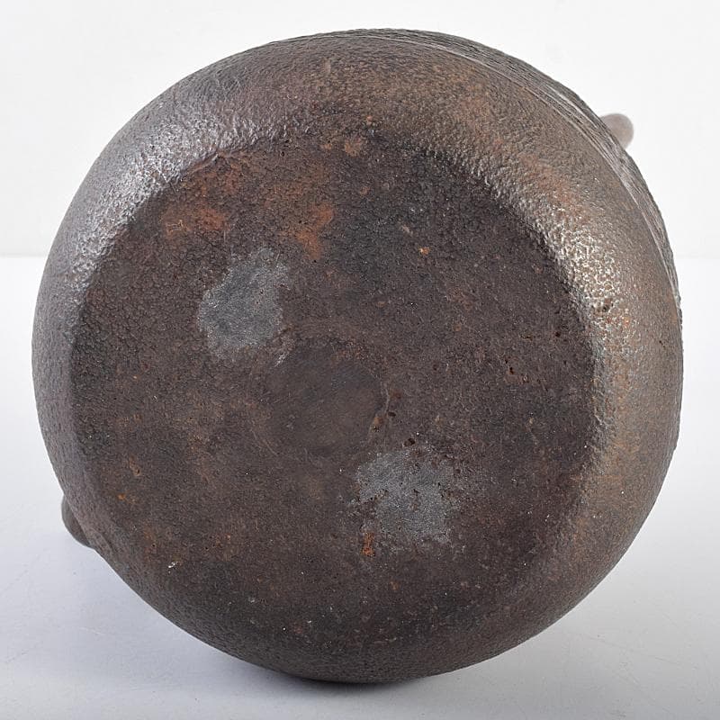 煎茶道具　南部鉄器　金澤雀州造　薄文　筒形　鉄瓶　鉄壷　D　R7726