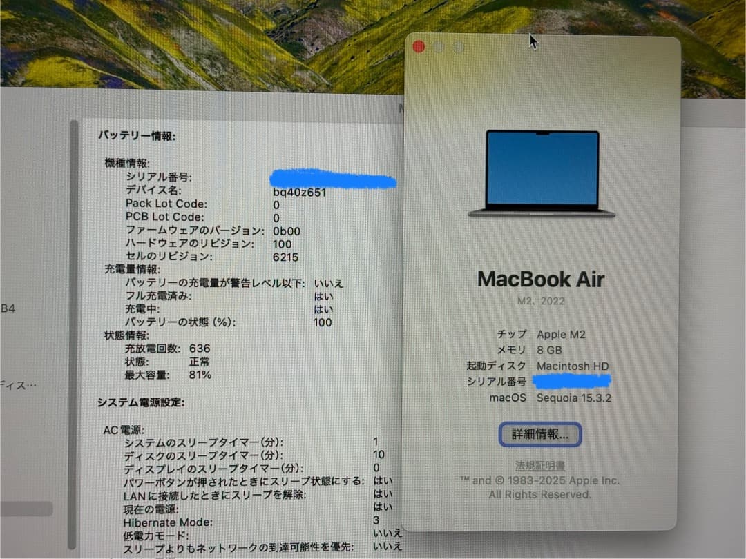 MacBook本体 M2 MacBook Air 2022 13inch 512GBSSD 8GB