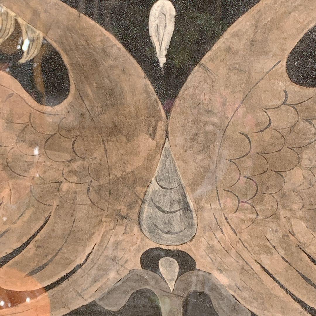 鳳凰　絹　シルク　祖国　漢代　双鳳文　双鳳紋　絵画　中国　骨董品　アンティーク