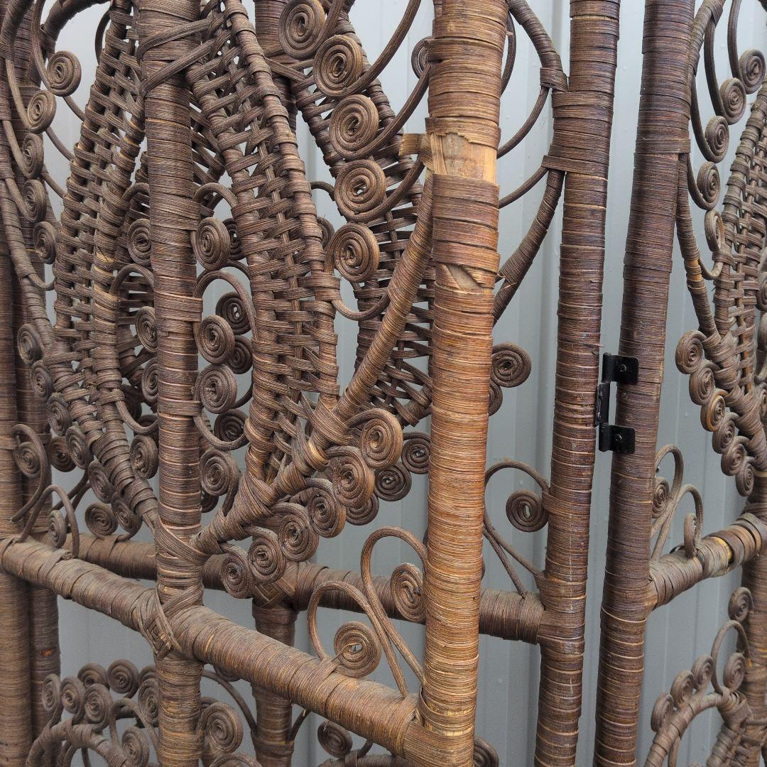 【昭和レトロ】アンティーク　ラタン　籐パテーション　パーテーション