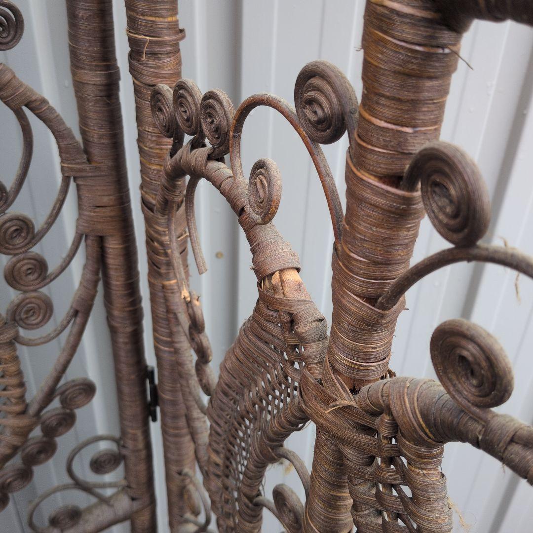 【昭和レトロ】アンティーク　ラタン　籐パテーション　パーテーション