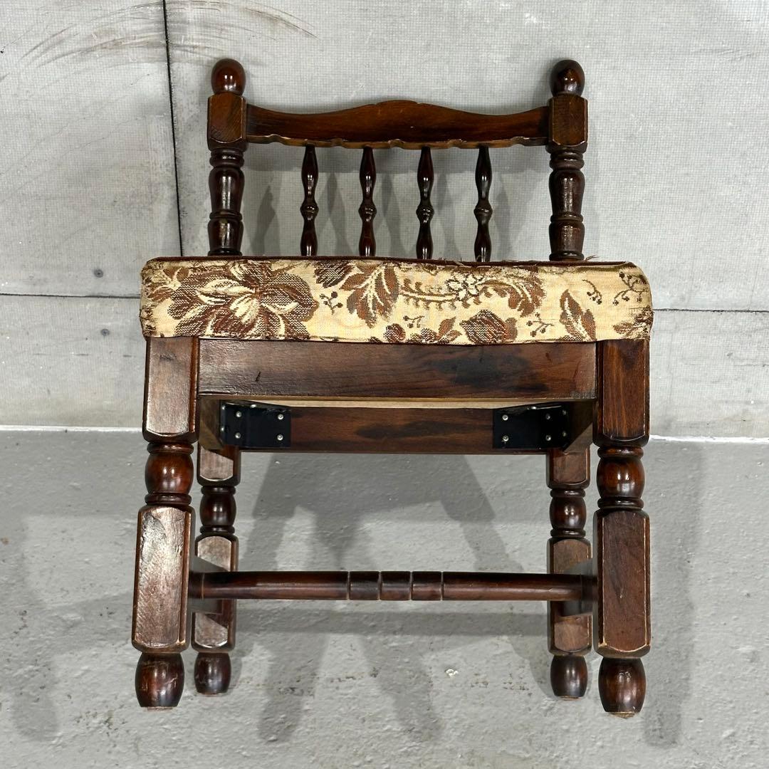 ✦80s✦昭和レトロ ゴブラン織 ヴィンテージ スピンドルチェア 木製 古家具②