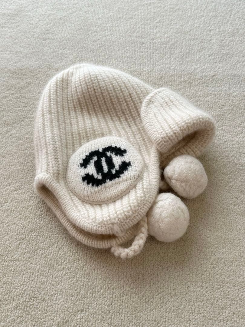 シャネル ニット帽 ホワイト新品