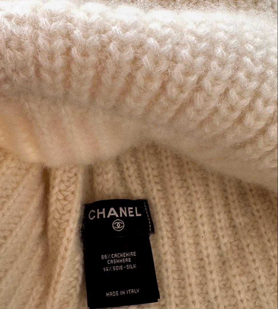 シャネル ニット帽 ホワイト新品