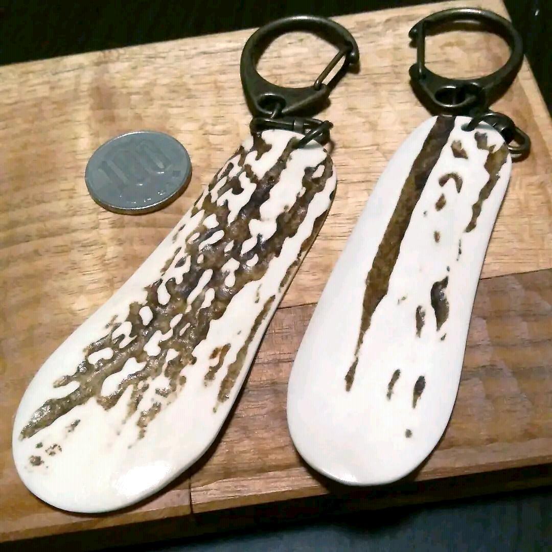 どちらか1点北海道世界遺産知床エゾ鹿角アート工芸品靴べらキーホルダーアクセサリー