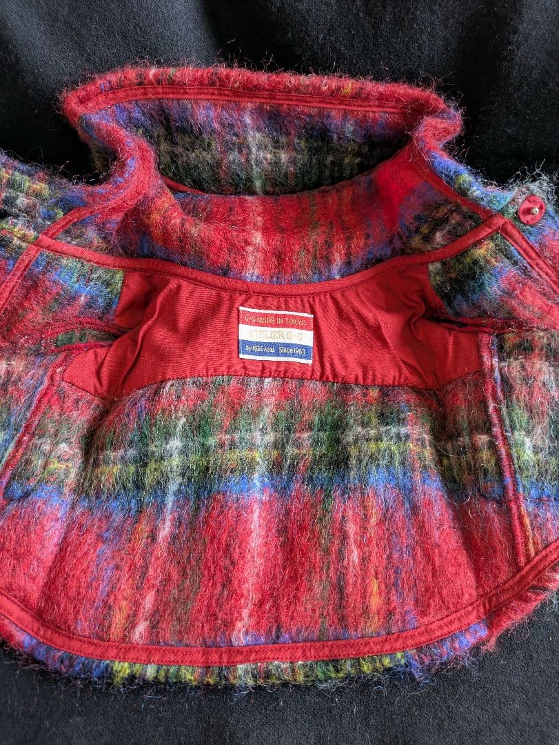 アトリエgg　ダッフルコート フード付き 赤・緑・青チェック