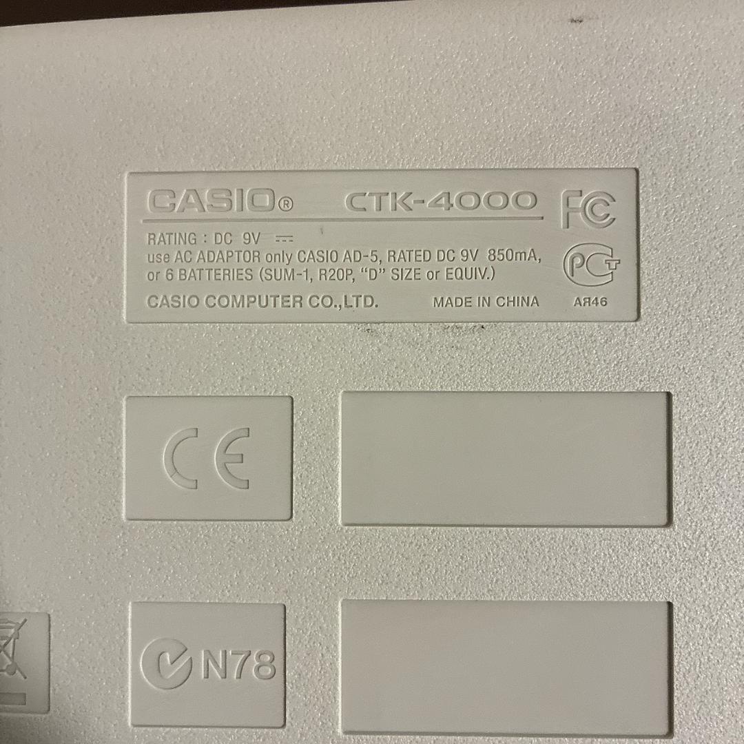 【美品】CASIO CTK-4000 電子キーボード本体 アダプタ 取扱説明書