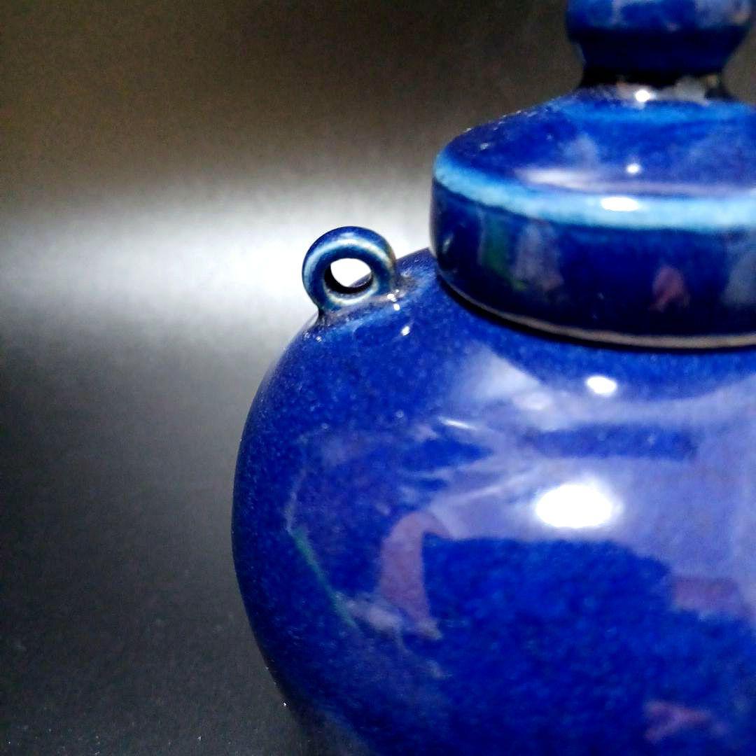 明　瑠璃釉双糸壺　中国古美術