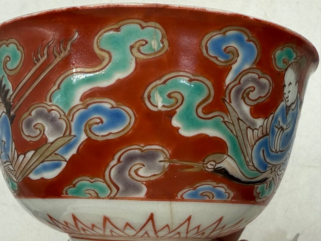 中国　色絵お碗2点　新渡　送料込み251022