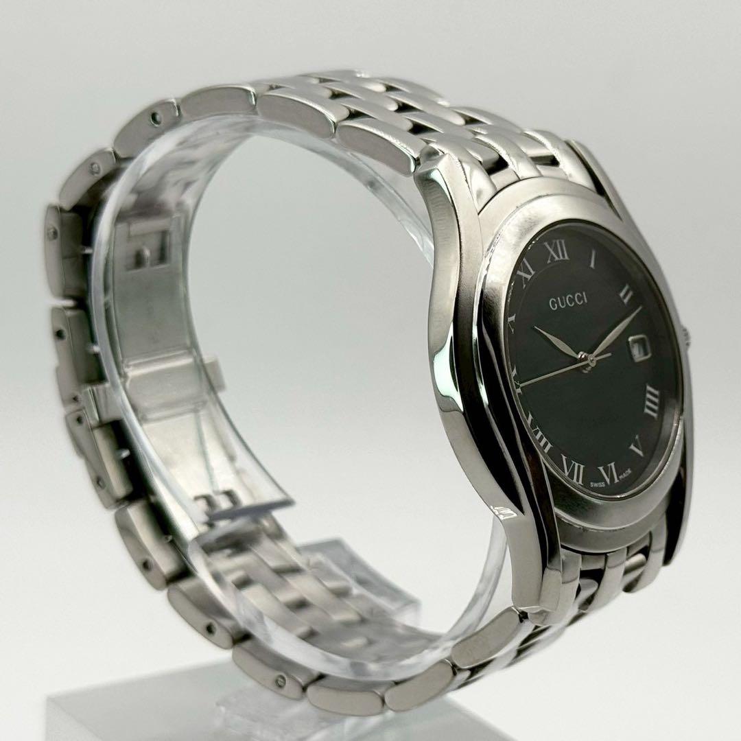 極美品✨稼働 GUCCI 5500M ローマン デイト クォーツ メンズ 3針