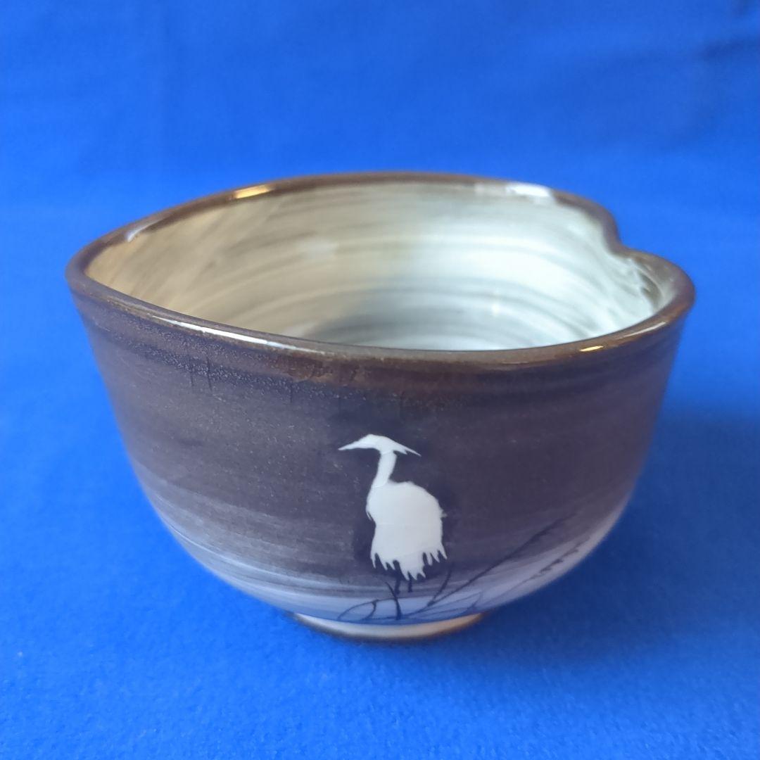 臥牛窯 現川焼 茶器セット 無形文化財指定　十三代横石臥牛　刷毛白鷺図