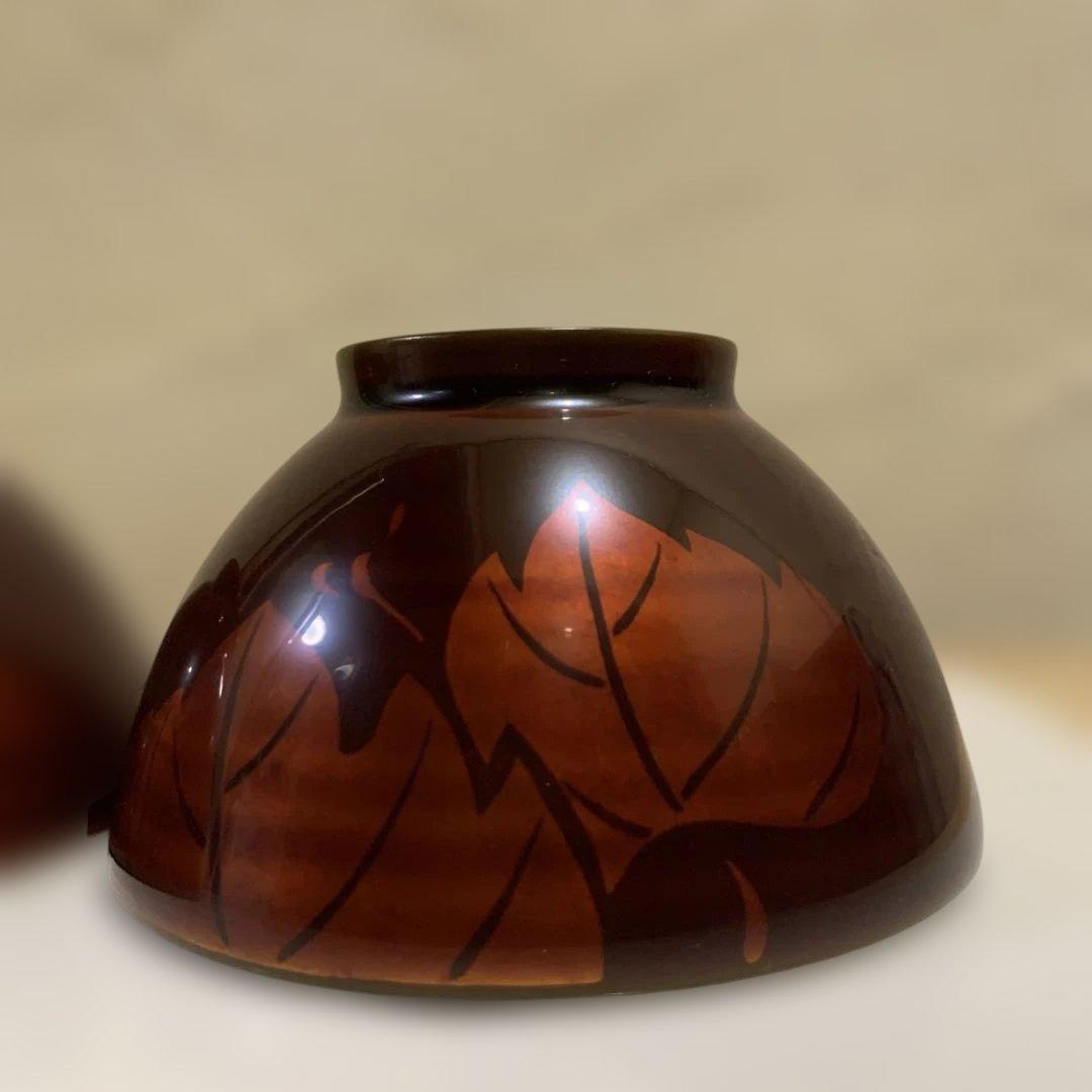 輪島塗　高洲堂　椀　黄溜塗　霞蒔絵