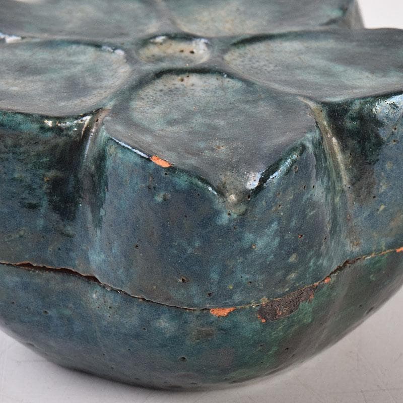 茶道具　色絵　桔梗形　香合　在銘　花押付時代箱　C　R9022