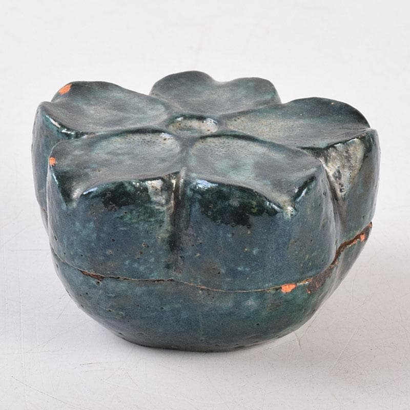 茶道具　色絵　桔梗形　香合　在銘　花押付時代箱　C　R9022