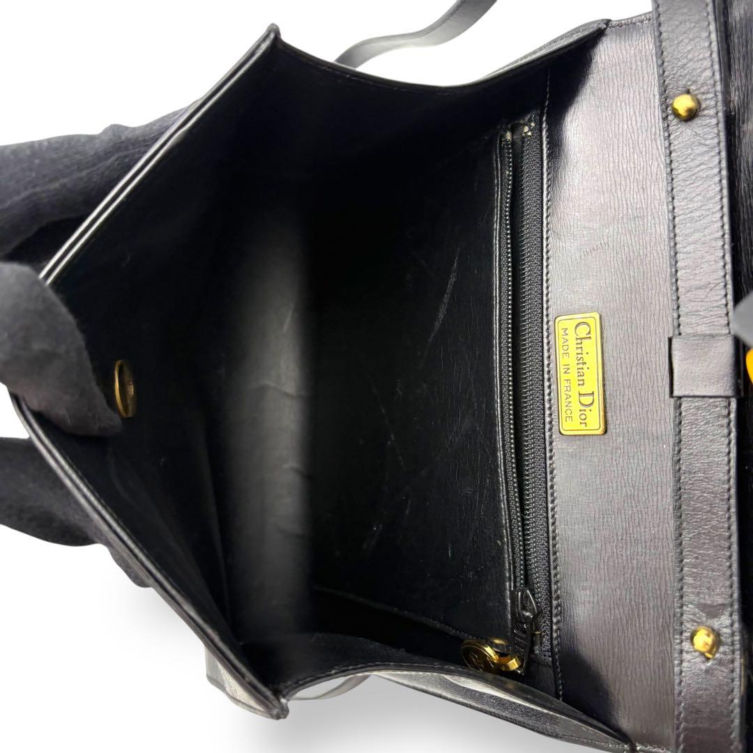クリスチャンディオール ハンドバッグ ショルダーバッグ レザー ヴィンテージ 黒