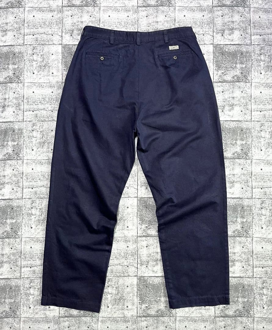 90-00s POLO ラルフローレン ポロチノ タック入り 36 ネイビー