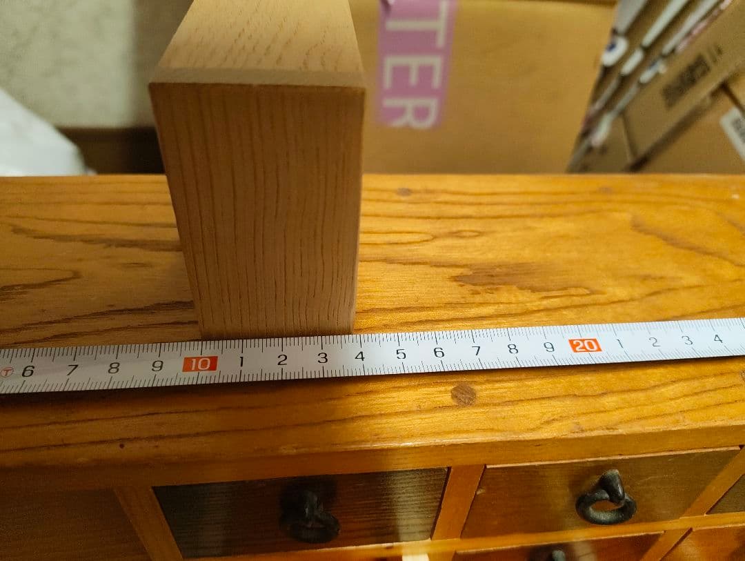 手作り木工品、引き出し式収納 約40cm 30個ミニ引出し