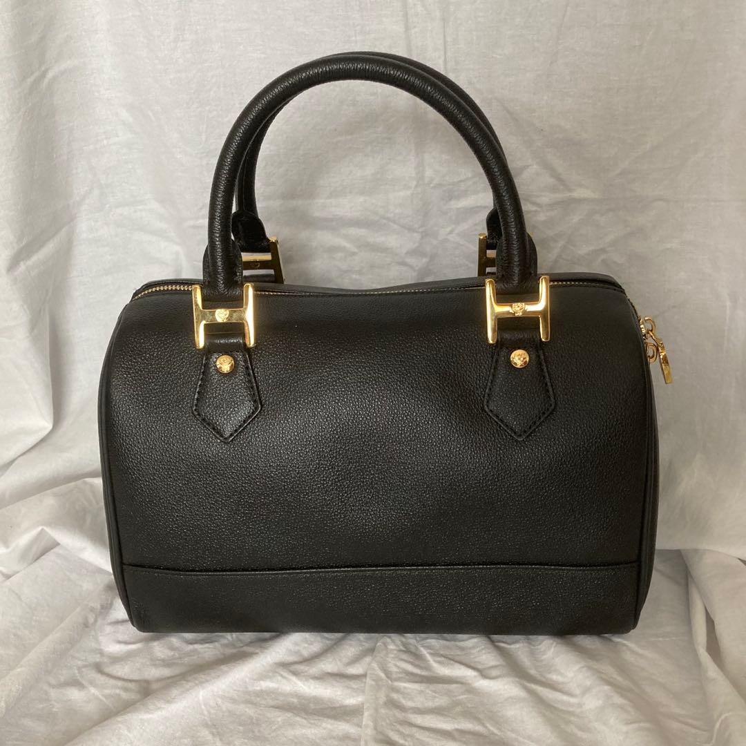 未使用品　MCM　ハンドバッグ　オールレザー　ロゴプレート　ボストン　保存袋付