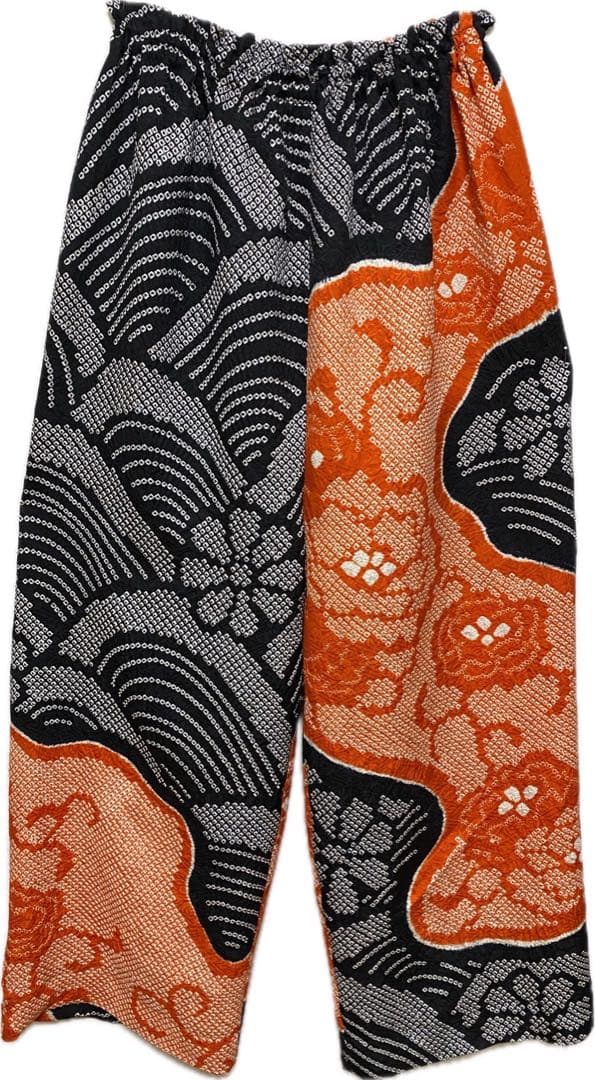 総絞り　着物振り袖リメイク正絹　チュニック　パンツ　ワンピース未使用　3点セット