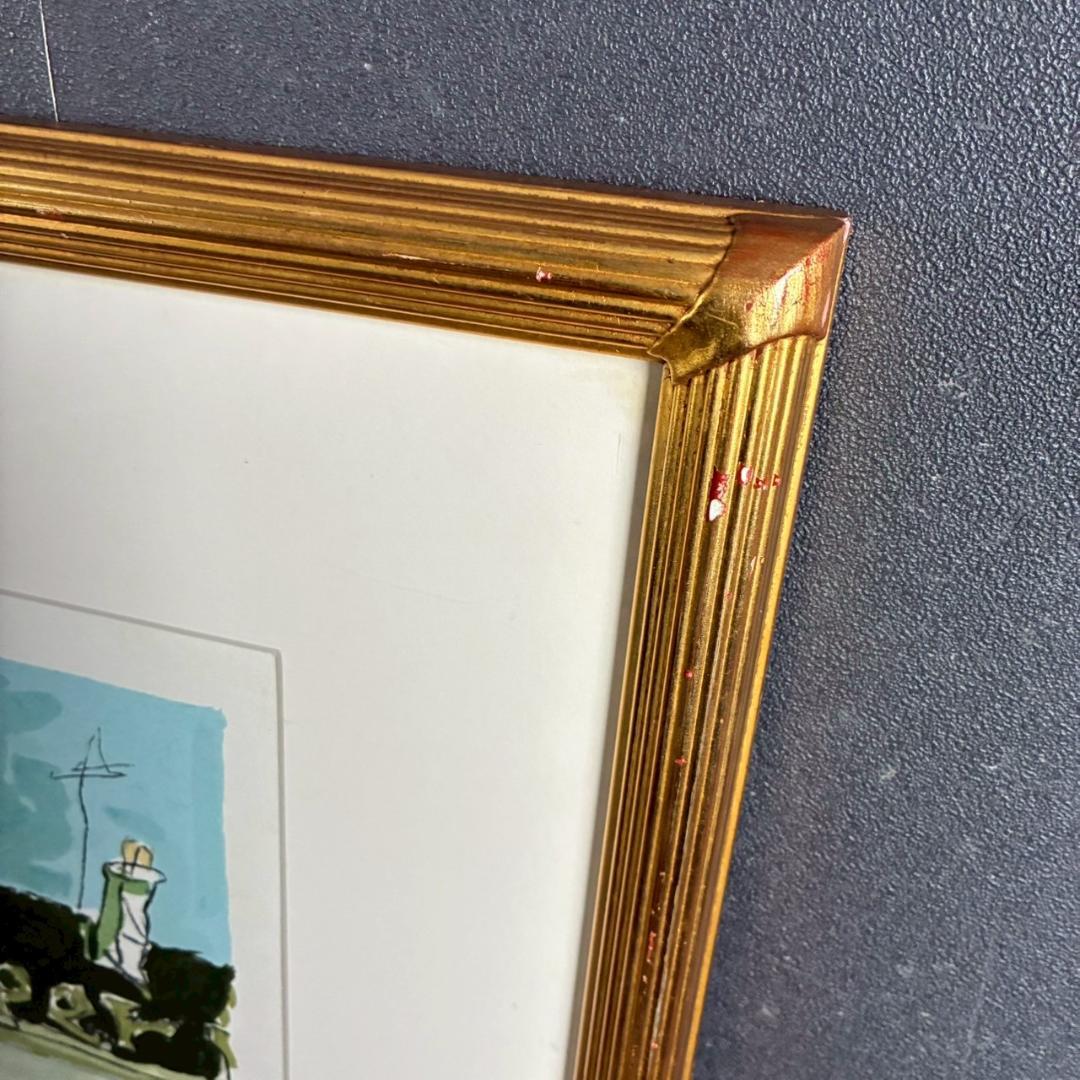 児玉幸雄「村の朝市」リトグラフ 直筆サイン有 お洒落な額装 パリ フランス