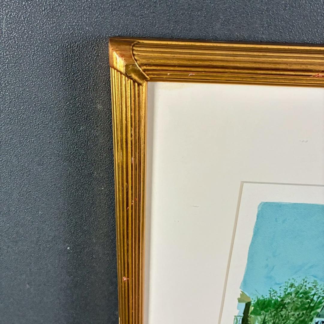 児玉幸雄「村の朝市」リトグラフ 直筆サイン有 お洒落な額装 パリ フランス