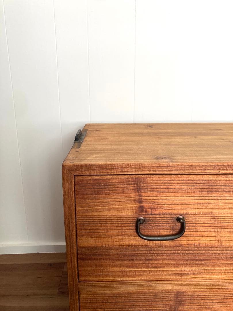 【メンテ済】アンティークの収納棚　ローボード　テレビ台　総桐　引出し2杯