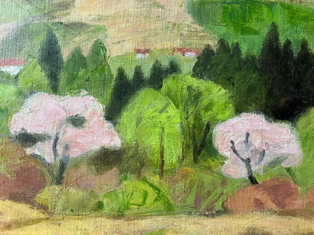 油彩画 「妙高山・春」鳥居敏文