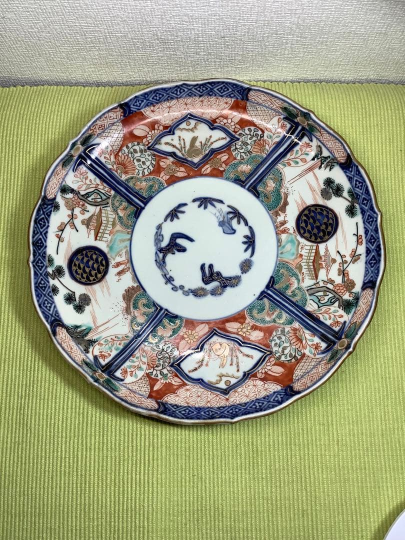 古伊万里　金蘭手　富貴長春　中皿