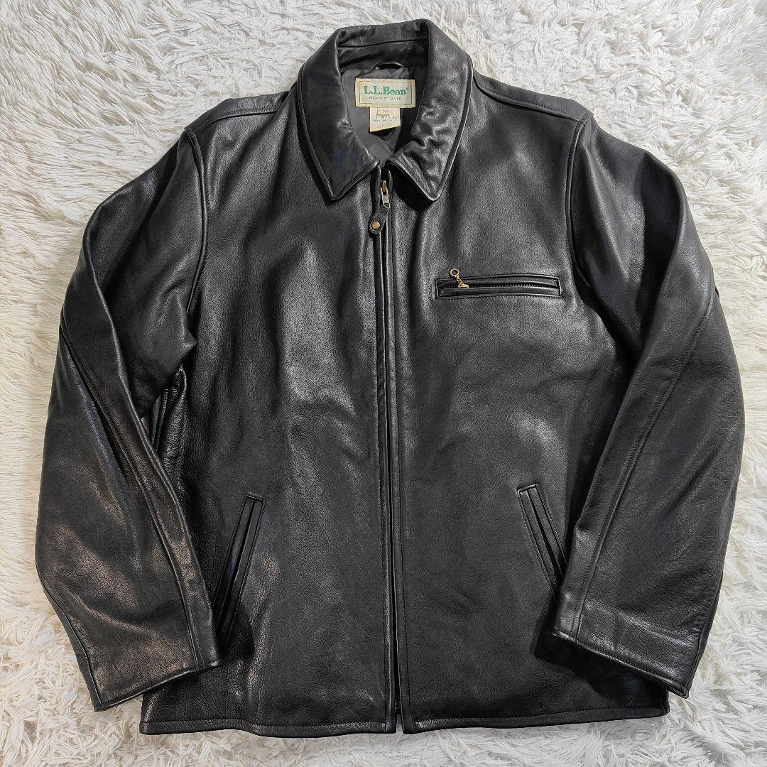 希少USA　80s エルエルビーン　レザージャケット　ブルゾン　山羊革　黒　M