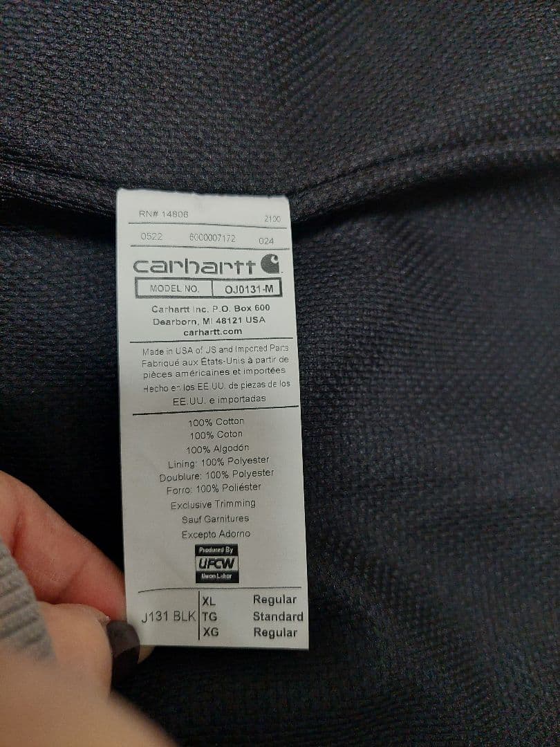 Carhartt ブラック フードジャケット XL