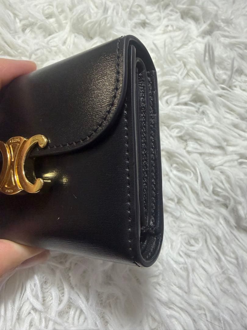 CELINE トリオンフ　ブラック 三つ折り財布　セリーヌ