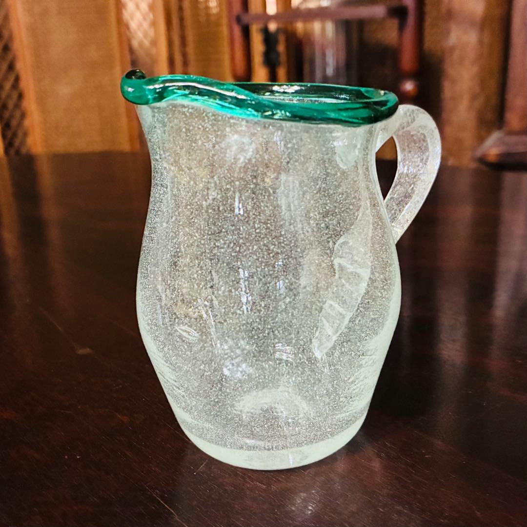 横山秀樹　花入れ　ソースポット　 縁巻　吹きガラス