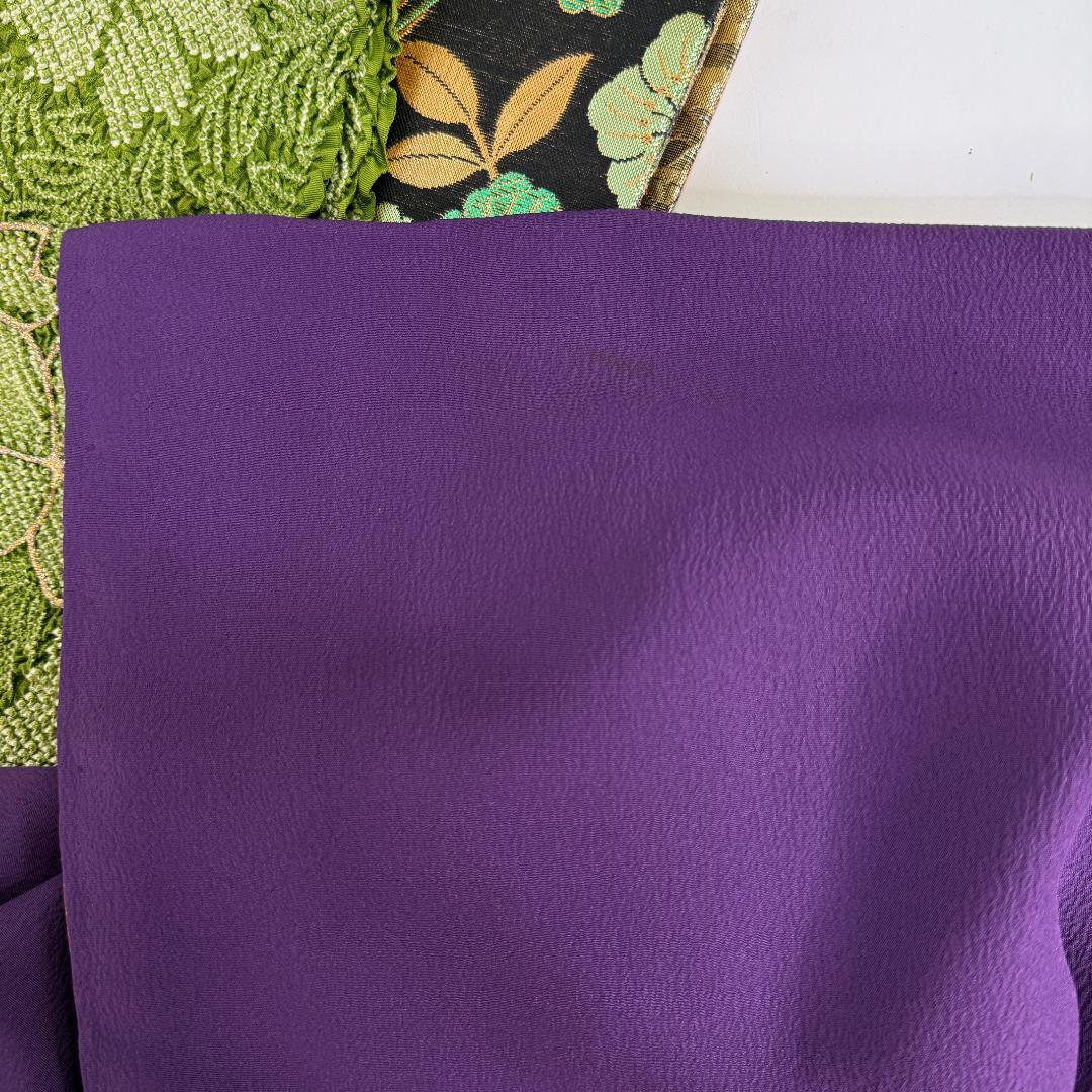 振袖フルセット 紫 無地 成人式 草履バック付 裄67cm S-198