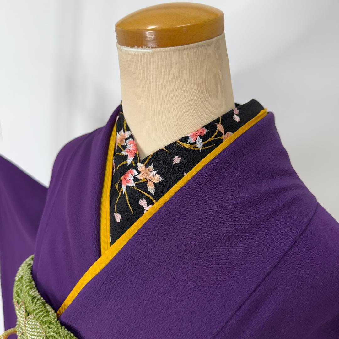振袖フルセット 紫 無地 成人式 草履バック付 裄67cm S-198