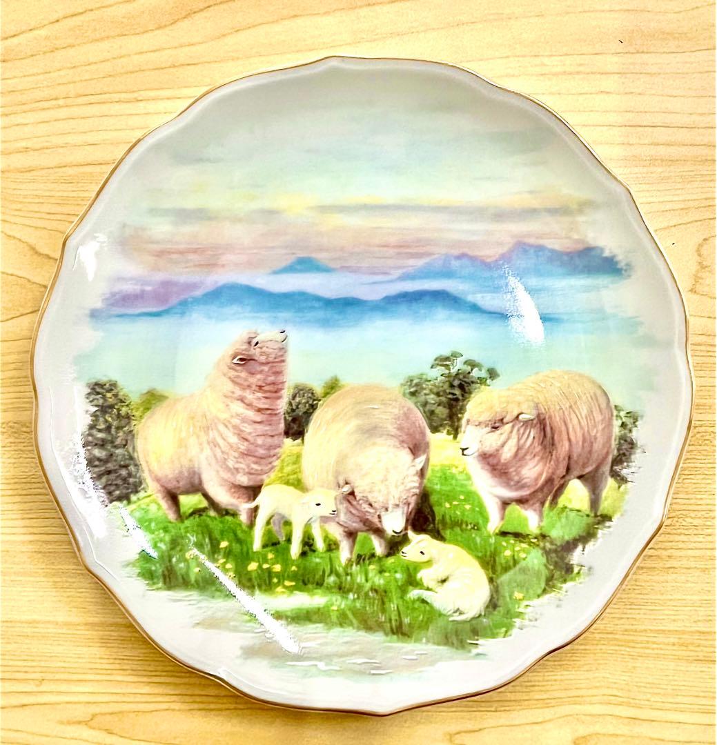 深川製磁 縁起皿 寅 卯 辰 午 未 5枚セット23.7cm 美品飾りタテ付き