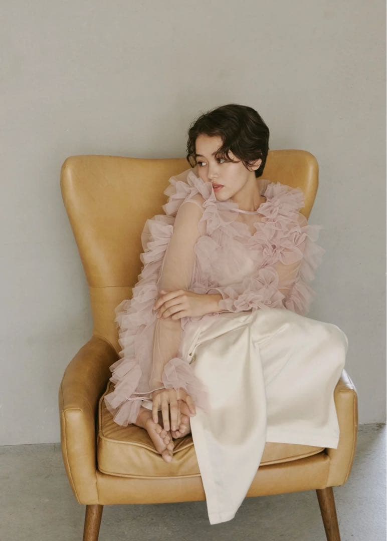 NOTRE emor tulle veil tops ピンク