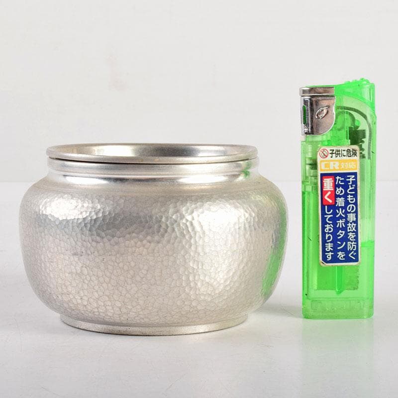煎茶道具　継山造　本錫　鎚目　茶こぼし　建水　約242g　M　R4948