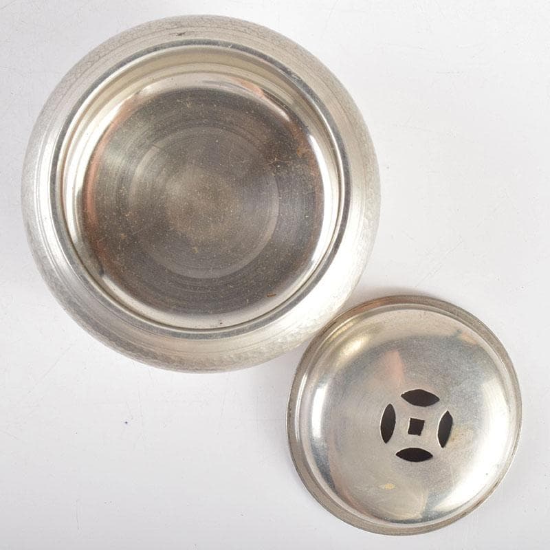 煎茶道具　継山造　本錫　鎚目　茶こぼし　建水　約242g　M　R4948